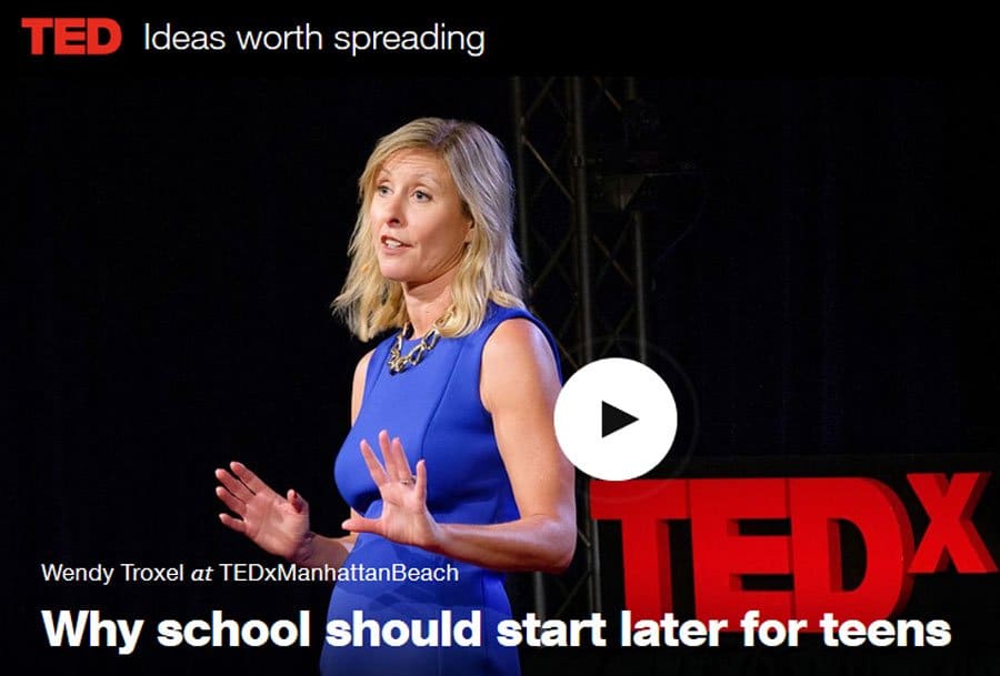 Ted Talk image: why school should start later for teens