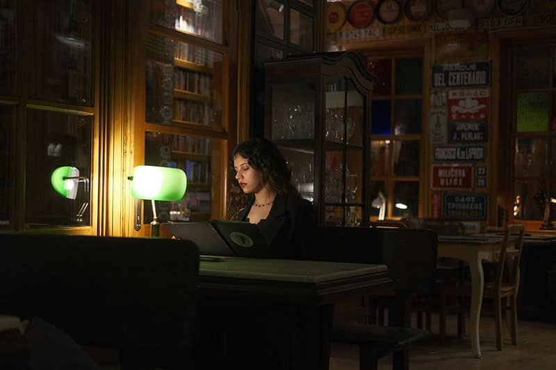 student studying at night